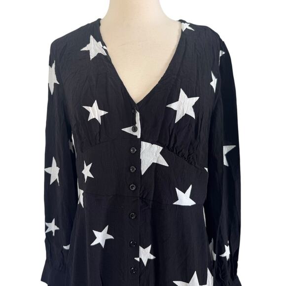 NOBODY’S CHILD Black & White Star Siri Midi Dress Boho Chic Whimsical Goth Sz 8 - Picture 4 of 12